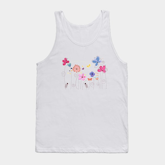 Spring time colorful doodle flowers Tank Top by GULSENGUNEL